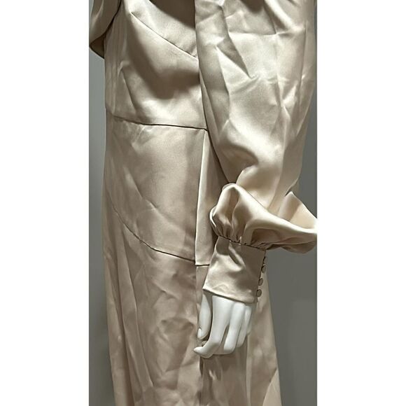 Theia Cream Bishop Sleeve Column Gown Size 12 - Picture 5 of 10